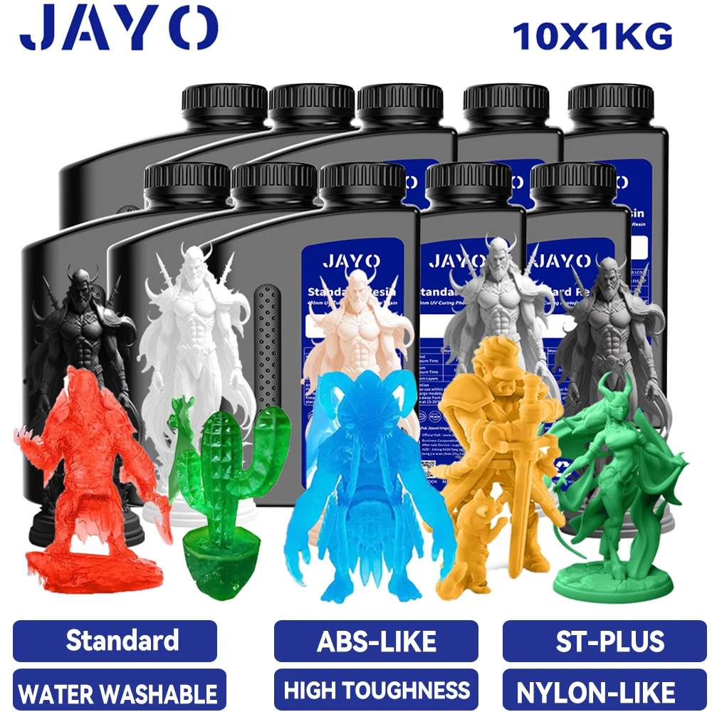 JAYO résine d'imprimante 3D simile ABS/norme/similaire PA/lavage à l'eau/résine semblable au Nylon 10KG 395-405nm résine photopolymère à durcissement UV résine rapide