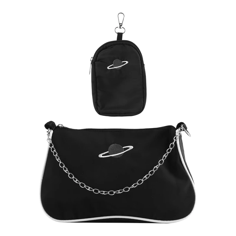 

DOME 2Pcs Casual Nylon Women Shoulder Bag 2 In 1 Chain Zipper Girl Crossbody Handbag With Purse Small Clutch