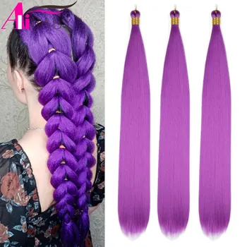 Synthetic Ariel Straight 28 inches Pony Hair Bundles Crochet Braids Braiding Hair Ombre Blonde Brown Crochet Hair Extensions 1