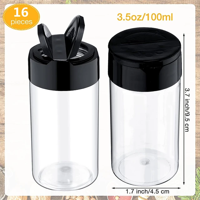 LMETJMA Clear Plastic Spice Jar with Shaker Lids Kitchen Seasoning Containers for Kitchen Storing Spice Powders JT198 2