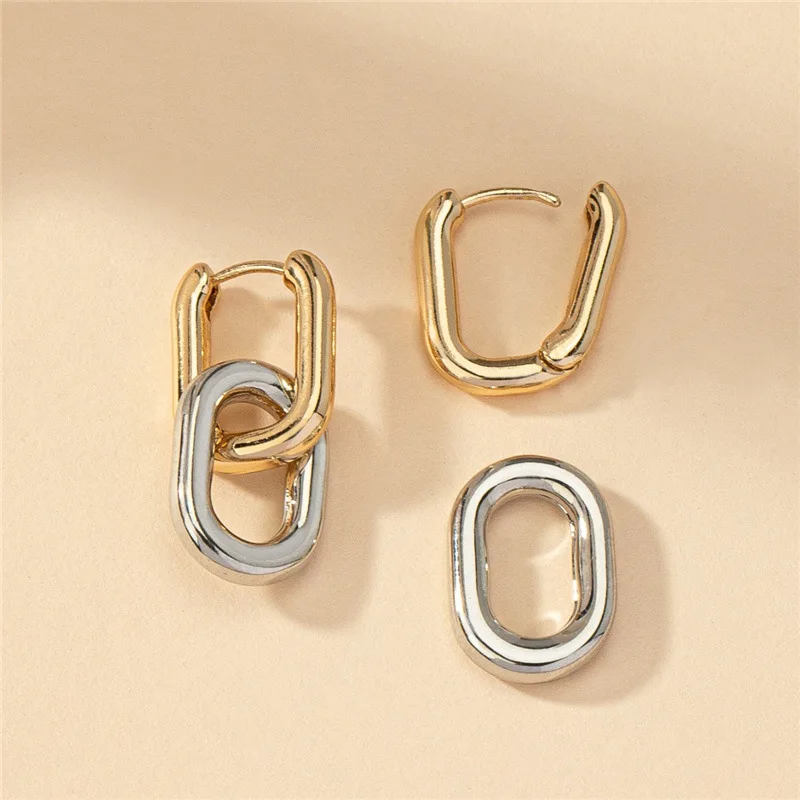 14K Gold Plated Double U-shape Hoop Earrings for Women 2025 New Fashion Earrings Party Jewelry Wholesale