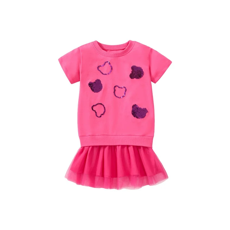 

Cute Girls' Dress Summer Short Sleeve Children's Mesh Dress Children's ClothingBaist