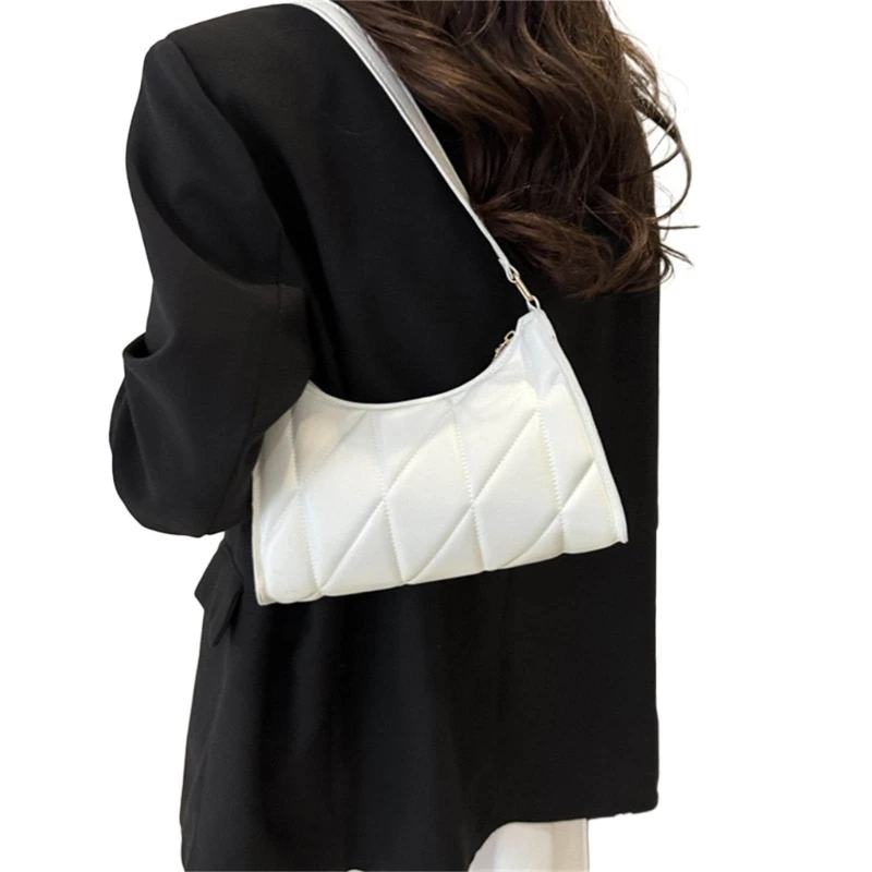

Solid Color Tote Large Capacity Leather Shoulder Bag for Women Girl Armpit Bag