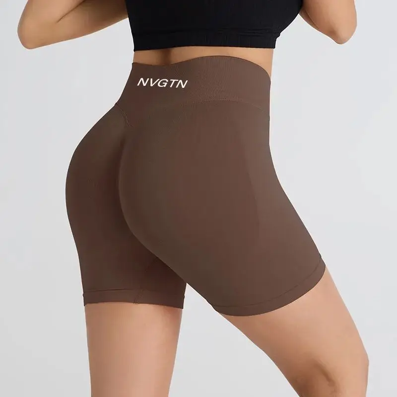 NVGTN Fitness Shorts CONTOUR SHORTS Medium and High Waist Smile Line Face Yoga Fitness Three-point Pants sports shorts running shorts yoga shorts workout shorts seamless shorts