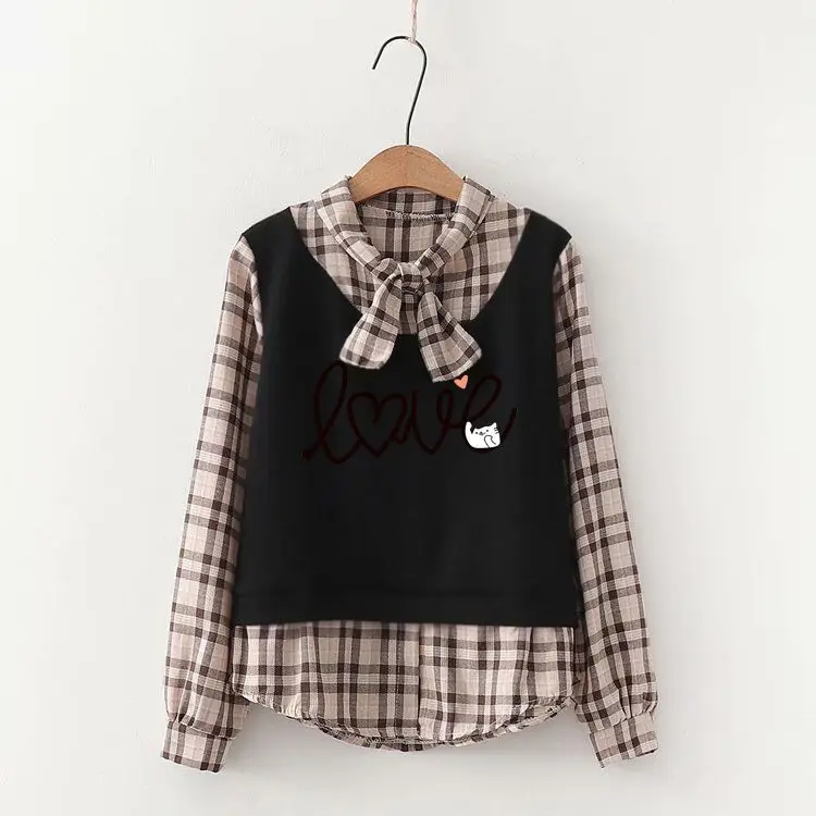 Pullover Polo Fake Two Piece Women'S Autumn Winter Explosion Foreign Style Loose Lazy Wind Hoodie New