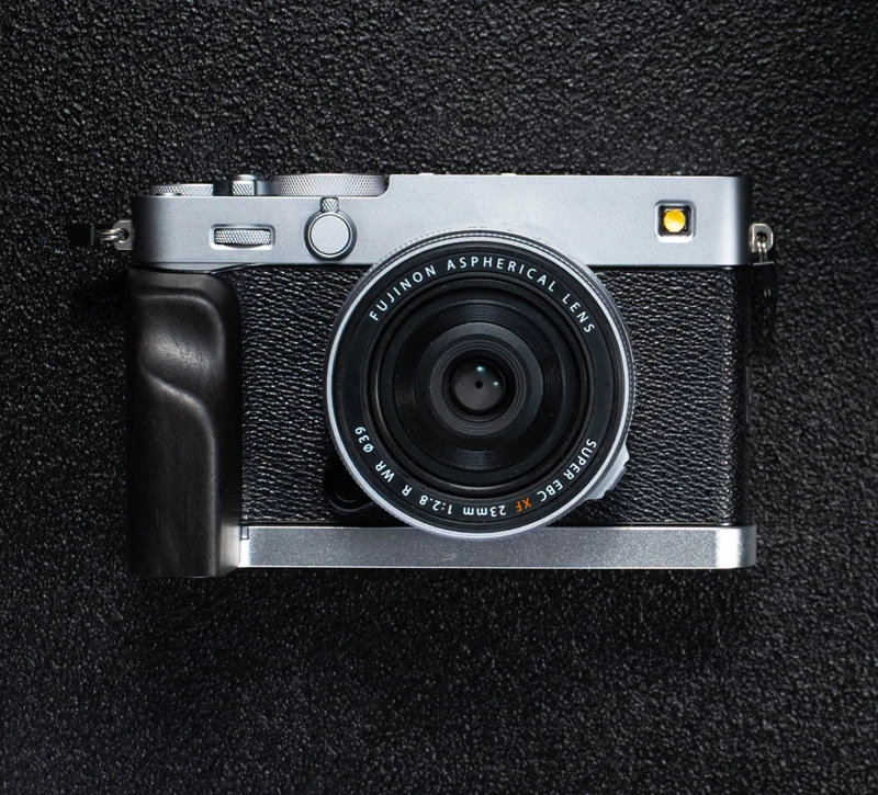 Roadfisher 카메라 우드 핸드 그립 핸들 알루미늄 합금 베이스 홀더 Fujifilm X-E5 Fuji XE5 용 L 모양 퀵 릴리스 보드