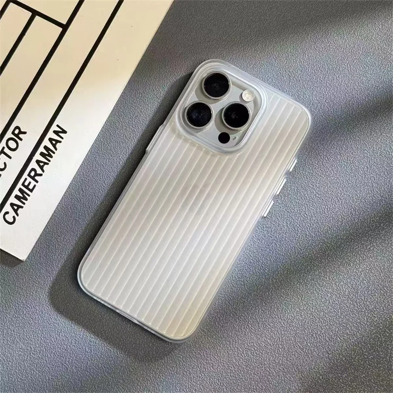Luxury Stripes Metallic Paint Armor Case - Shockproof Slim Matte PC Cover with Camera Protection
