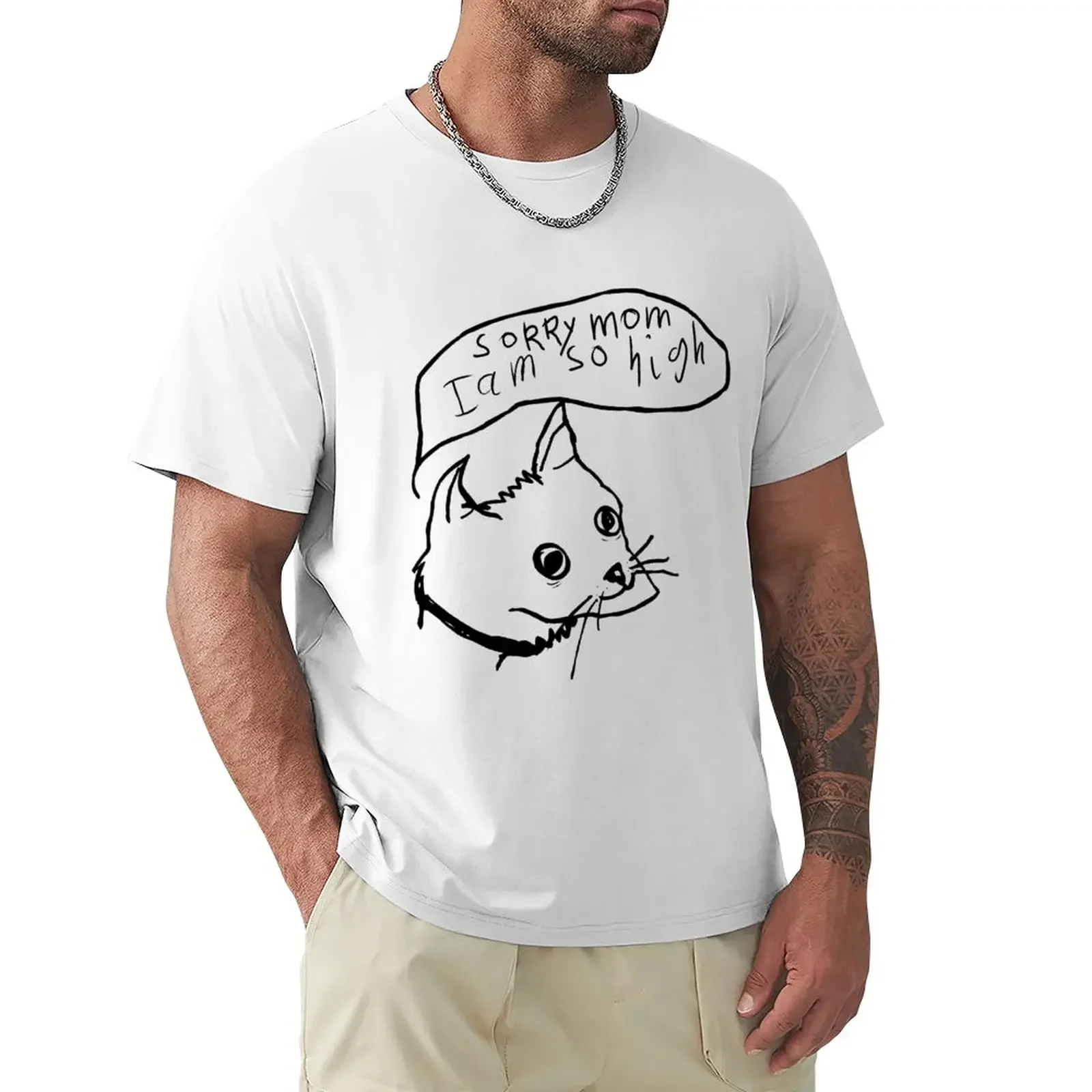 

sorry mom, I am so high T-Shirt oversizeds korean fashion boys animal print T-shirts for men cotton