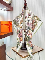 90cm Brand Square Scarf Women Fashion Floral Twill Silk Scarf Shawl Hijab Luxury Bandana Foulard Neckerchief Head Scarf For Lady - Image 5