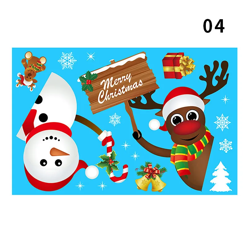 Removable Christmas PVC Static Sticker Santa Elk Window Stickers Beautify Snowflake Wall Decals New Year Party Glass Paste
