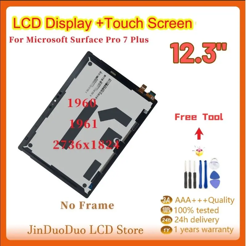 

12.3” Original LCD For Microsoft Surface Pro 7 Plus 1960 1961 LCD Surface Pro 7+ LCD Display Touch Screen Digitizer Assembly