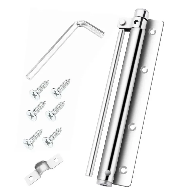 Household Stainless Steel Simple Light Silent Door Closer Adjustable Automatic Wooden Door Closer 1PC