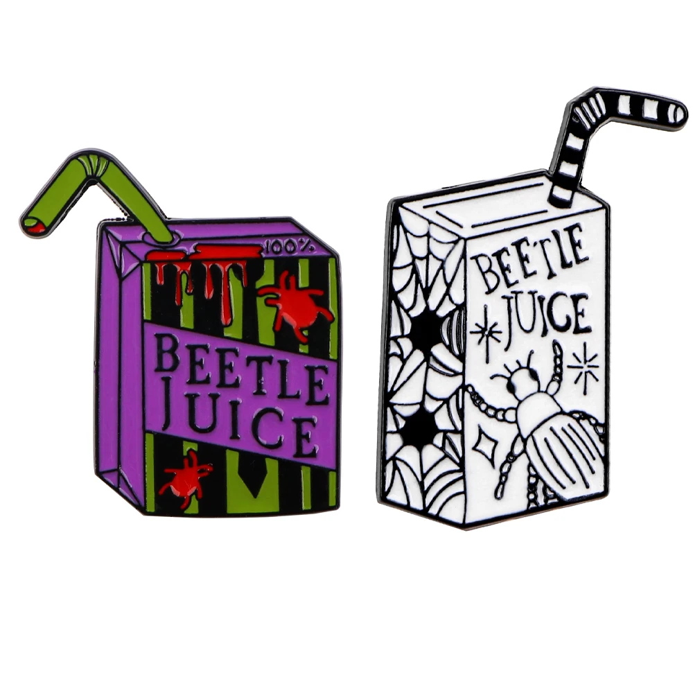 Halloween Juice Badges Lapel Pins for Backpacks Metal Enamel Pin Brooches for Women Fashion Jewelry Accessories Gifts