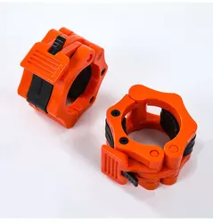 Premium Barbell and Dumbbell Locking Collars for Weightlifting and Fitness (GLS-2PCS Orange)