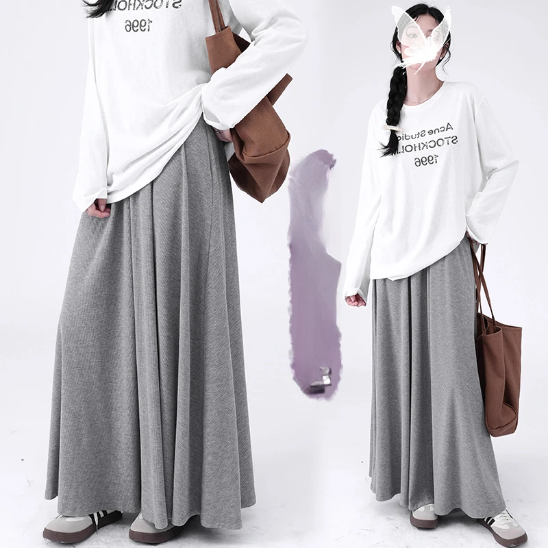 Spring Maternity Maxi Skirts Large Hem Plus Size Pregnant Woman Umbrella Skirt Adjustable Waist Pregnancy Long Skirts