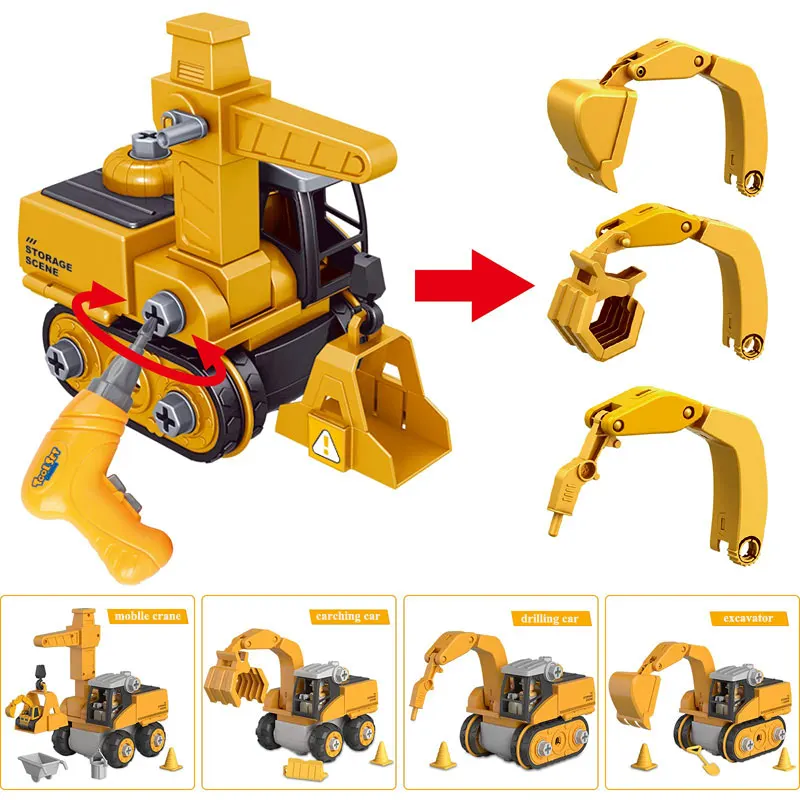 Kids Engineering Vehicle Electric Drill Tool Toys Match Children Educational Assembled Sets Tools For Boys Nut Building Gift 3