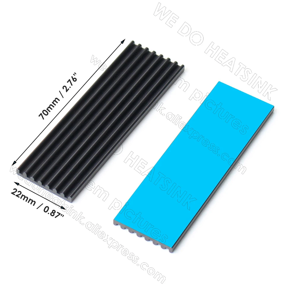 Dissipatore Per SSD M.2 In Alluminio Con Nastro Termico - 2 Pezzi Per Raffreddamento - Foto 2