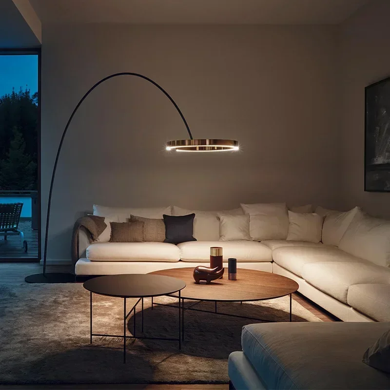 

Italian Designer Circular Luminescence Floor Lamp Living Room Bedroom Hotel Decor Bedside House Tall Reading LED Stand Lighting