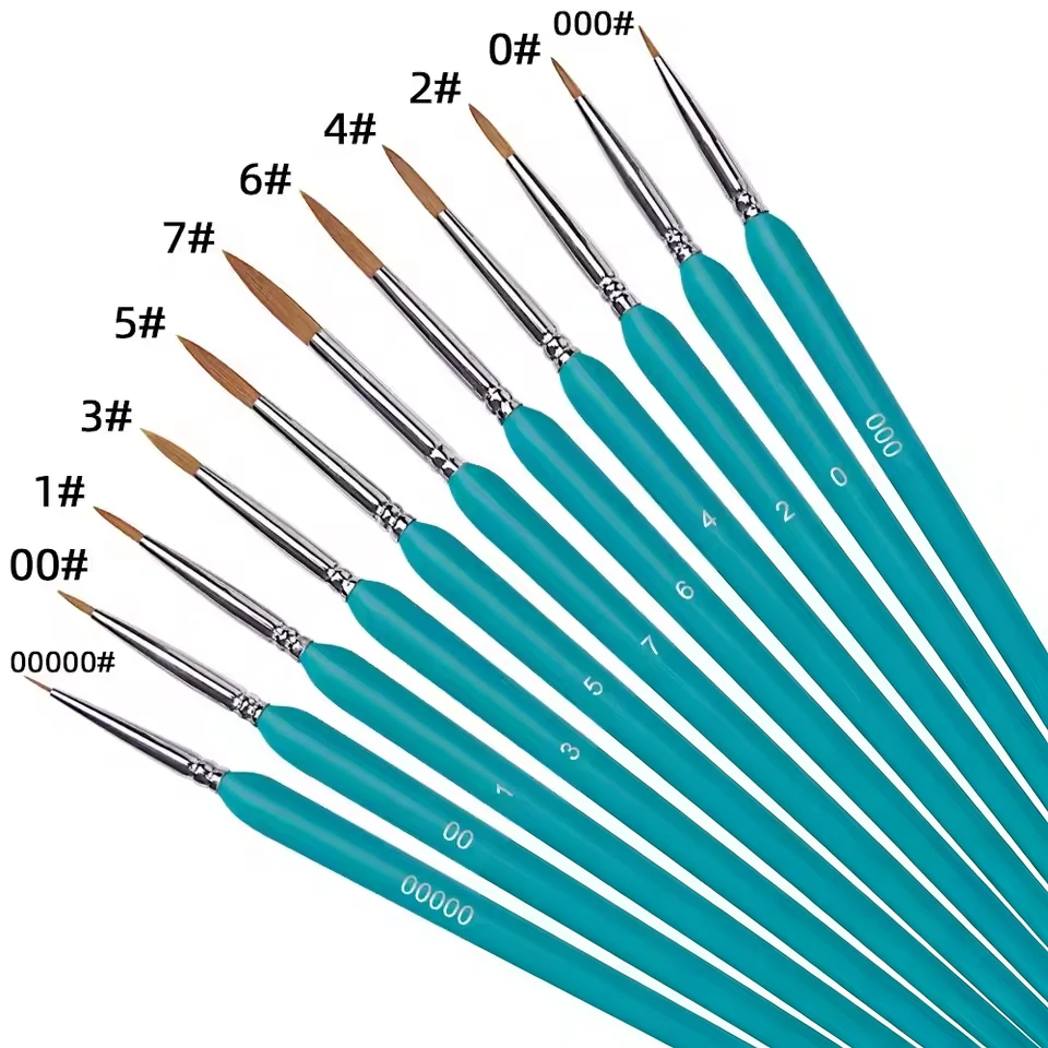 11PCS 디테일 페인트 브러쉬 세트, 전문가용 나일론 페인트 브러쉬, 수채화, 아크릴 및 유화용 나무 손잡이 아티스트 브러쉬