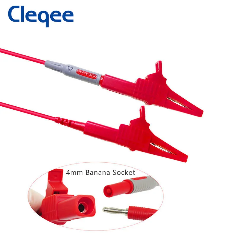 Cleqee P2003 10PCS Heavy Duty Alligator Clips 4mm Banana Socket Insulated Crocodile Clamp Multimeter Test Clip 1000V 32A alligator clips electric test clamp test clip electrical clamp
