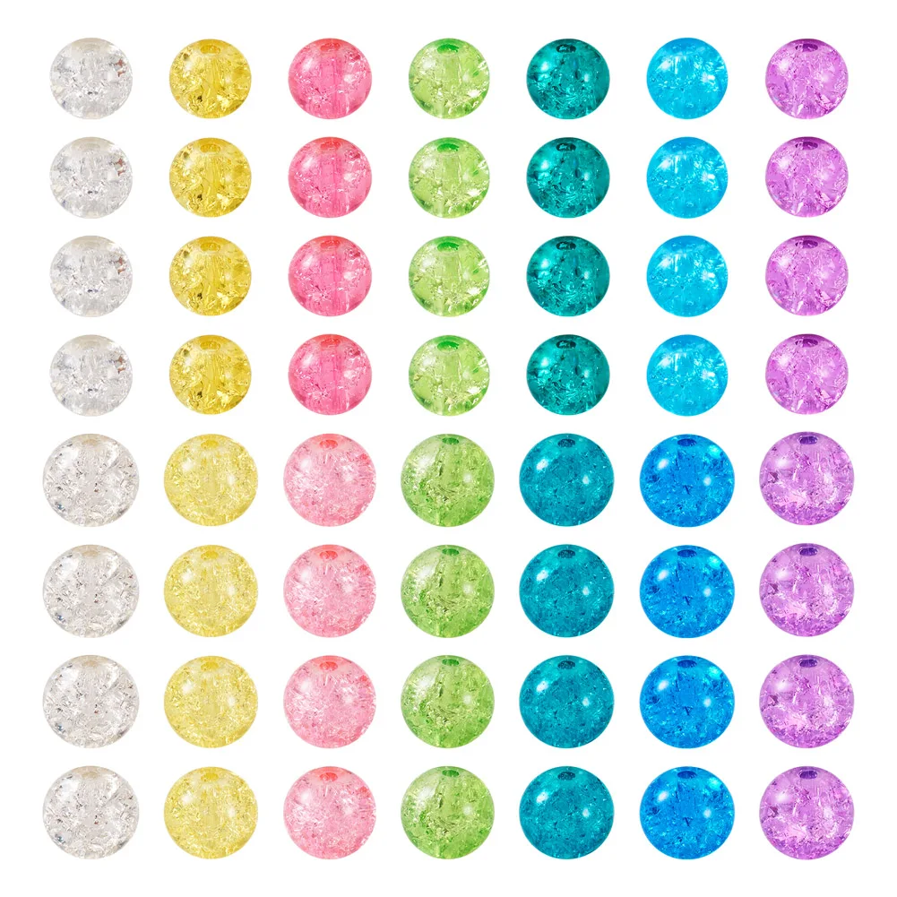 

420Pcs 6mm 8mm Round Transparent Spray Painted Crackle Glass Beads for Bracelet DIY Jewelry Making Accessories