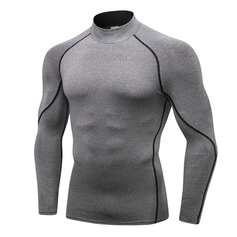 Compression T Shirt Men High neck Long Sleeve Sports
