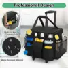LoDrid Rolling Cleaning Caddy with Lid, Cleaning Supplies Organizer with Detachable Trolley, Cleaning Caddy Cart on Wheels with 2