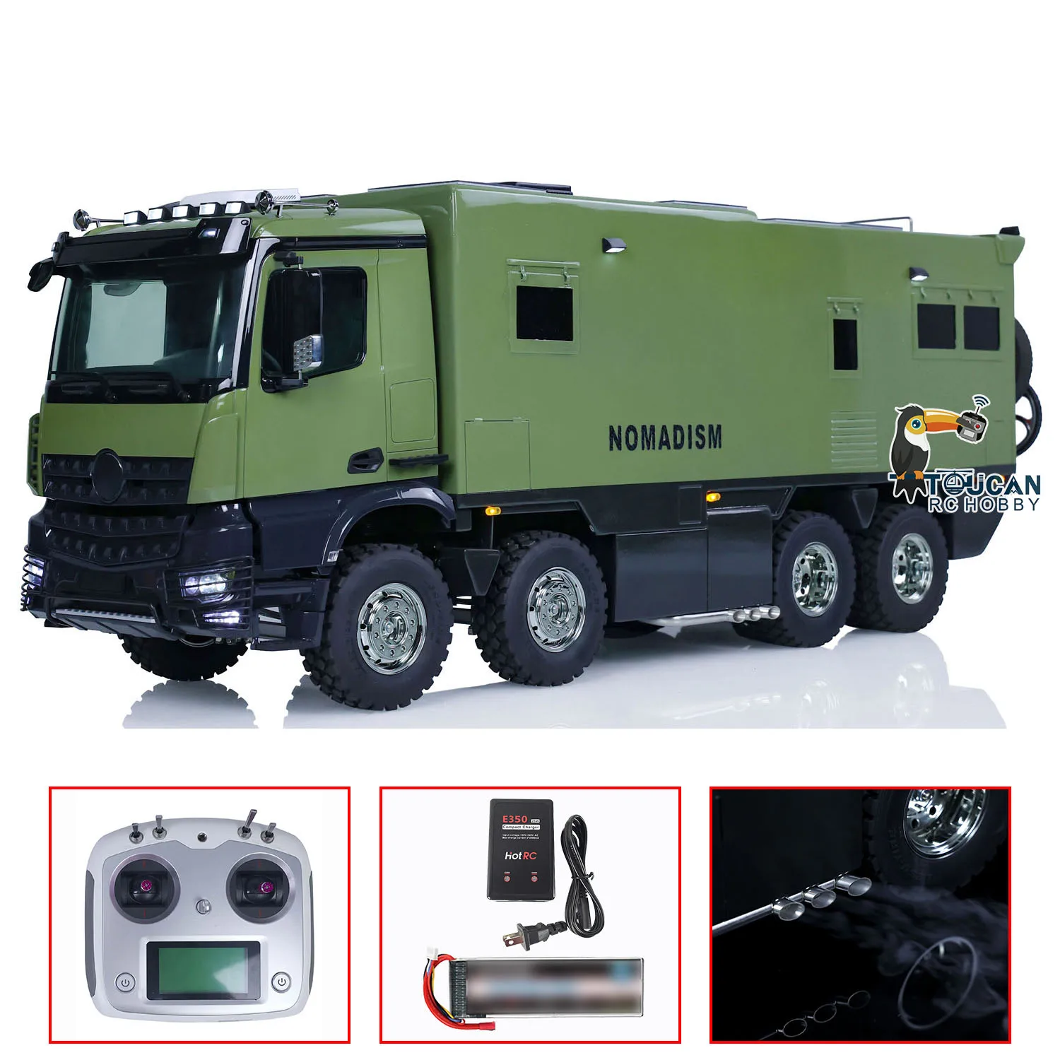 

RTR 1/14 RC Recreational Vehicle Remote Control Touring Car Model Painted Toy with Sound Light Smoking 3-speed Transmission