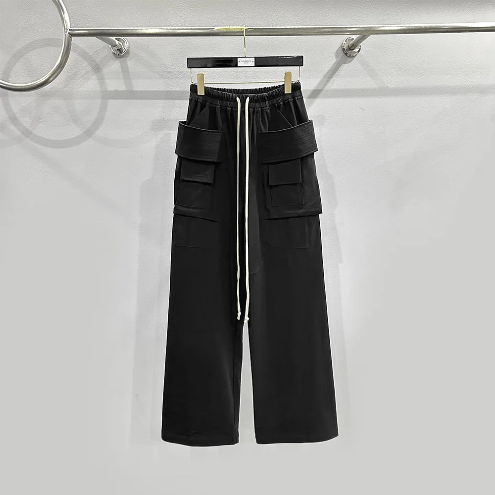 

High Street Rick Men Clothing Cargo Pants Sweatpants Men Higher Quality Designer Clothes Ro Owens Double-ring Knitted Fabrics