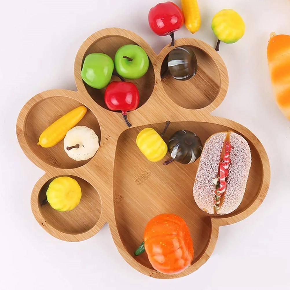 Paw Shaped Cutting Board Print Plates Bamboo Animal Tray Decor Food Platter Multi-function Child 2