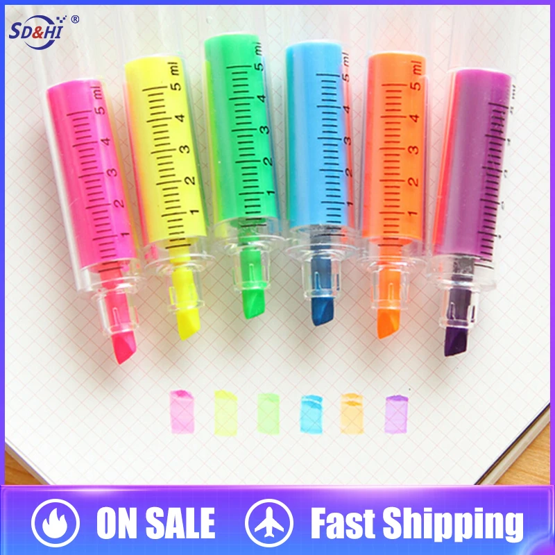 Highlighter Pen Stationery Syringe Highlighter Fluorescent Marker Pen