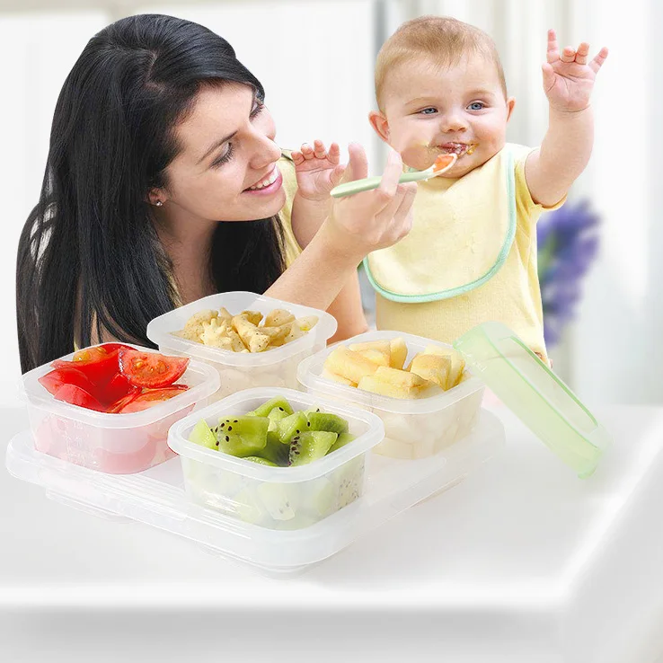 Portable Baby Food Storage Snack Box Milk Powder Box Infant Dispenser Container Stackable Feeding Sprout Cups BPA free
