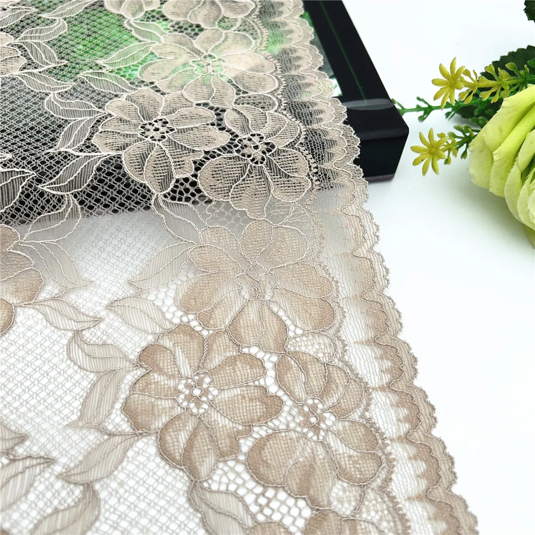 3M/lot Width 20cm Dark Skin Elastic Stretch Lace Trim 2