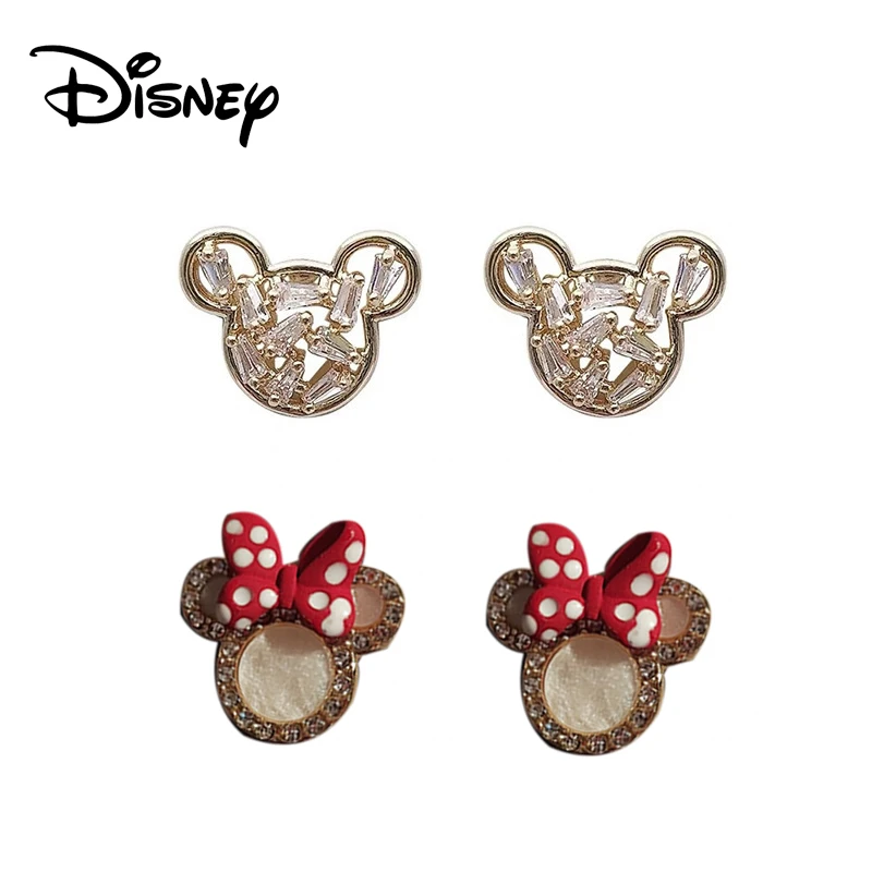 Saliente preparar Monetario Disney pendientes de Mickey Mouse para mujer, aretes huecos, joyería  coreana Simple, regalo| | - AliExpress