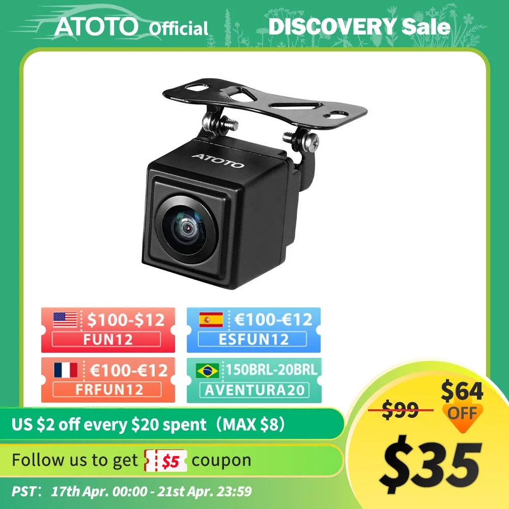 ATOTO Car Camera Rear HD 720P Live Rear view 180° Wide Angle Surround