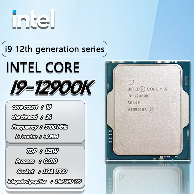 Intelコアi9 12900k,新品,3.1 GHz,16コア,PCなし,CPUプロセッサ,4スレッド,10nm,l3 = 20m,125w,lga  1700