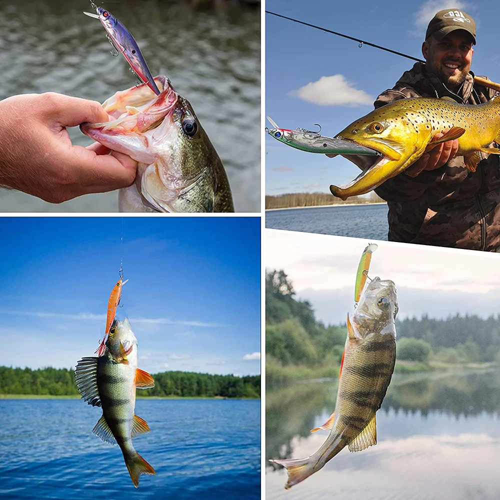 8PCS Minnow Bass Fishing Lures Jerkbait 22g Swimbait Deep Diving Sinking Lures mit Drillingshaken für Bass Forelle Walleye Redfish – Detail 7