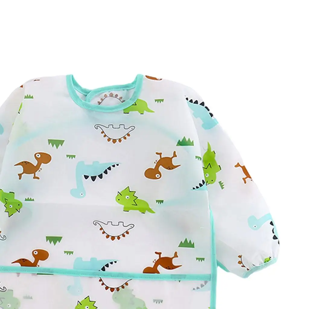 Baby Feeding Bib Wipe Clean Waterproof Long Sleeve Feeding Smock Lunch Apron for Baby Girls Height 0cm