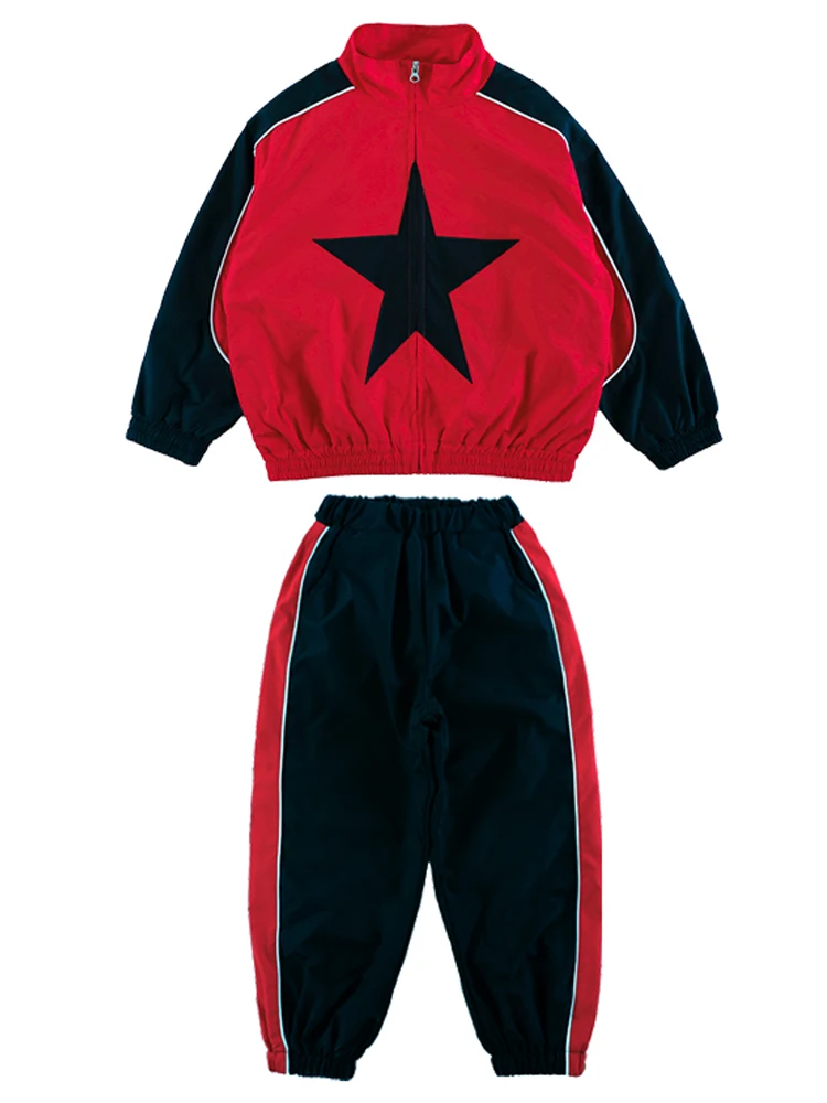 Kids Hip Hop Dance Clothes Loose Coat Pants Boys Sport Suit Long Sleeves Girls Practice Wear Jazz Performance Clothing BL11693