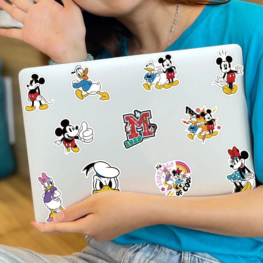 50/100pcs mickey myš minnie myš pluto nálepky kreslený roztomilá obtisky pro děti notebook brašnářské zápisníku jízdní kolo láhev nálepka