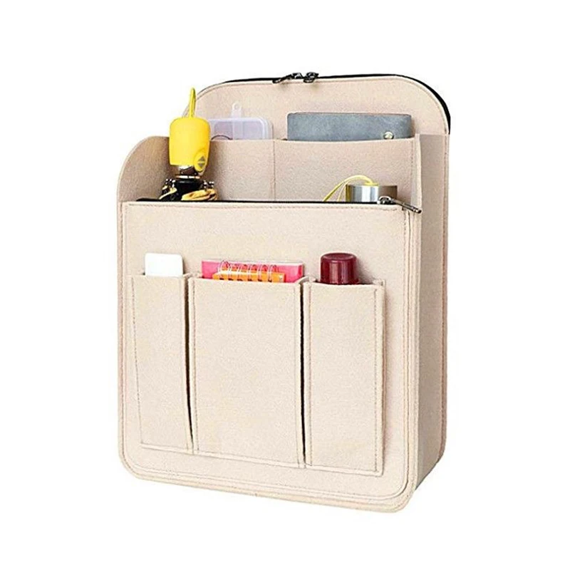 Multi-Pocket Insert Bag Organizer Backpack Storage Bag Felt Backpack Inner Bag Liner Bag Double Shoulder Backpack Vertical