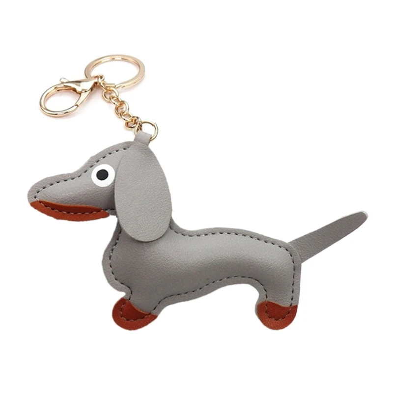 BOBOZHONG Portachiavi in Cuoio PU a Forma di Cane Dachshund - Mini Llavero Carino per Borsa, Chiavi o Decorazione, Design Divertente e Durevole, Ideale Regalo per Amanti degli Animali (Marrone