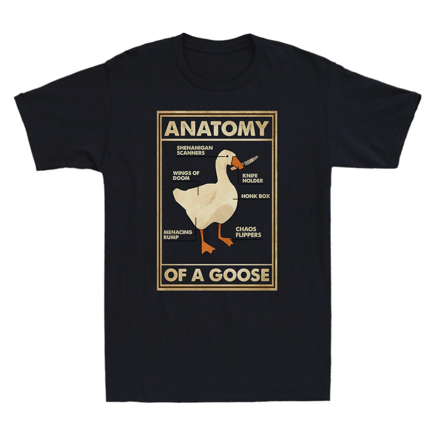 

Men Tshirt Anatomy of A Goose Funny Duck Graphic Gaming Gamer Vintage Men's Black Harajuku Gothic Ullzang Streetwear Top Slim