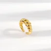 18K Gold Plated Stainless Steel Twist Bread Design Ring Croissant Adjustable Rings for Women Thick Stacking Band Couple Jewelry 2