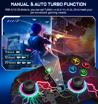 DinoFire Q212 Wireless Gamepad for iOS/Android/Switch/Switch Lite/Switch OLED Controller with Programmable Turbo 5