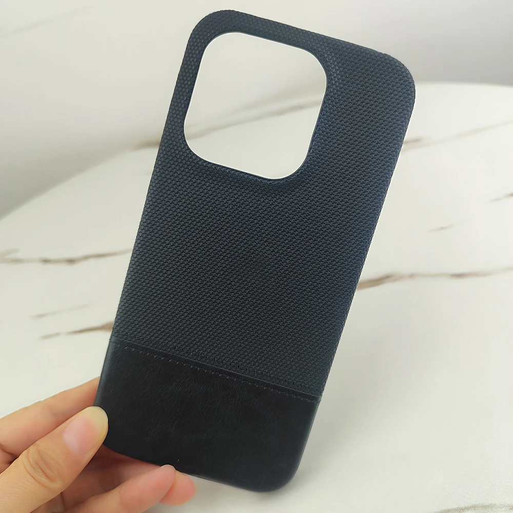 Luxury Fabric Leather Frameless Shockproof Phone Case with Color Contrast and Hard Bumper Cover