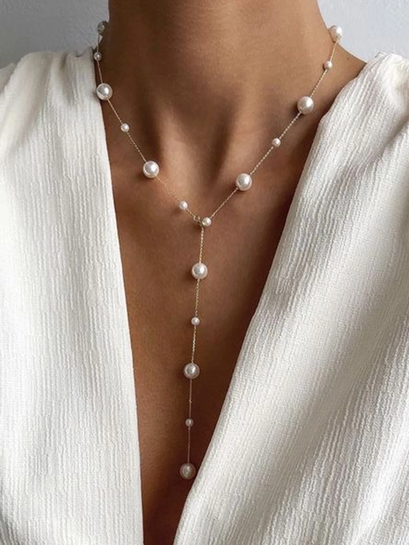 Necklace Y-Shaped Long Adjustable Lariat for Women