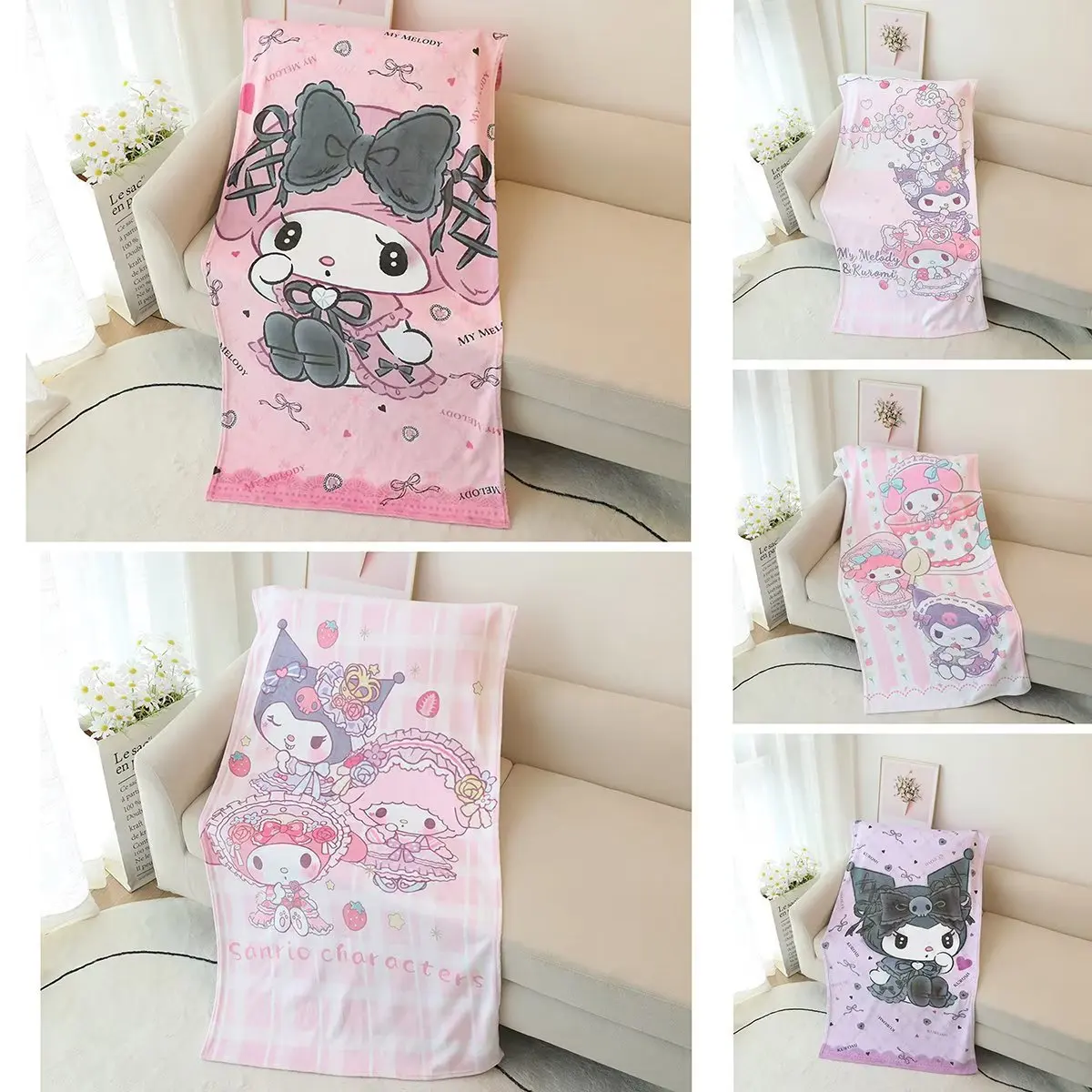 

Kawaii My Melody Kuromi Cinnamoroll Cartoon Thick Face Towel Anime Sanrio Girl Heart Cute Children's Bath Towel Beach Towel