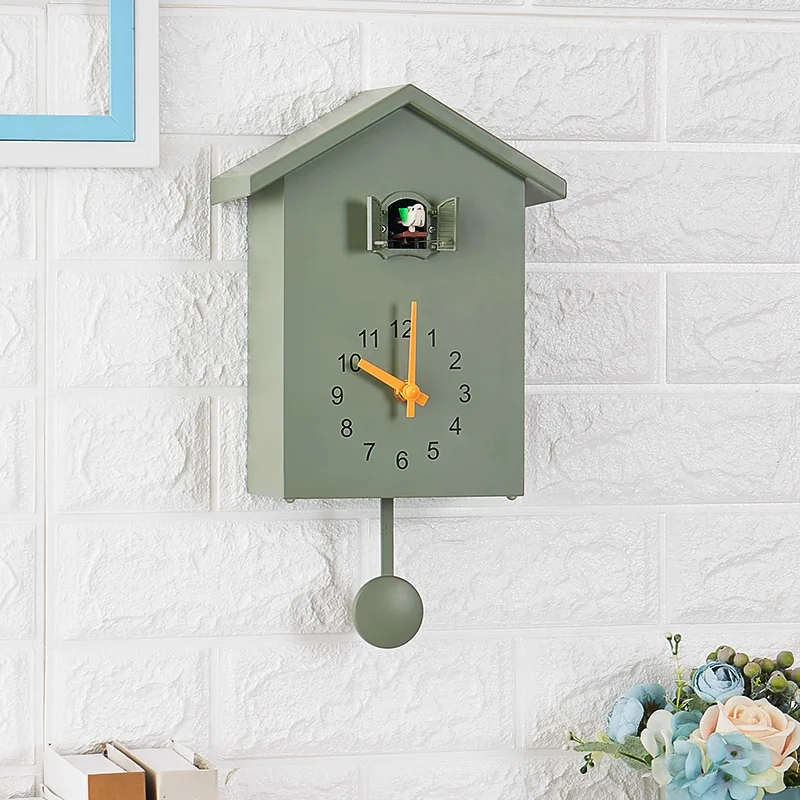 Cuckoo Bird House Chime Pendulum Clocks green  