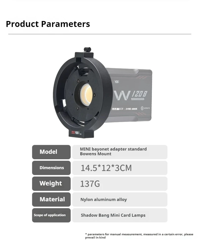 ZSYB Mini Bowens Mount Adapter Ring Original Adapter to Bowens Bayonet for ZSYB/Zhiyun Fill Light camera flash adapter,bowens mount bracket holder